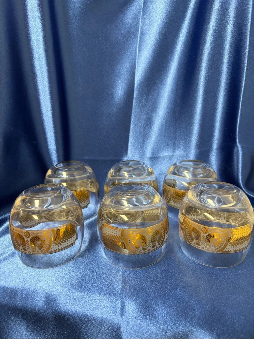 Vintage Signed George Briard Rolly Polly Glasses, 6 in set, in a bird motif